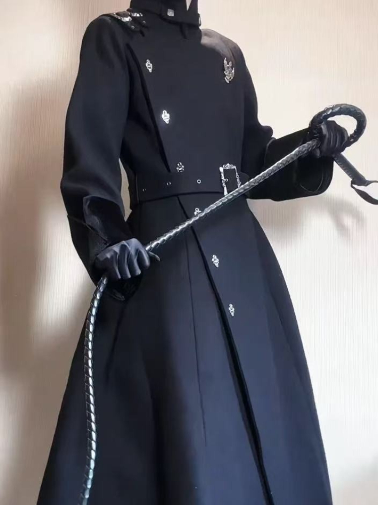 Trench Coat Formal - 2025 الشتاء القوطية مربوط سليم منتصف