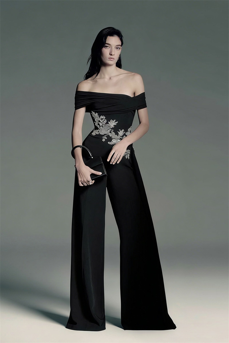 Women'S Formal Jumpsuit Evening Wear - بلورات سوداء المرأة بذلة مثير قبالة