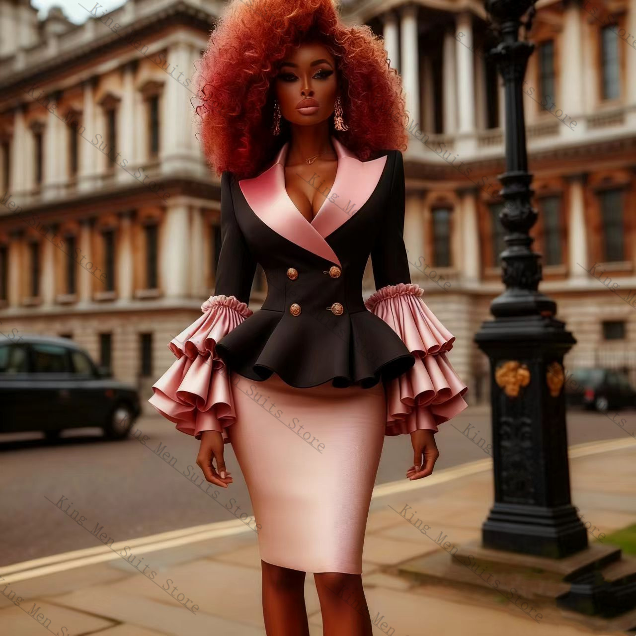 Women Formal Wear Blazer Set - أسود وردي المرأة البدلة مجموعة 2