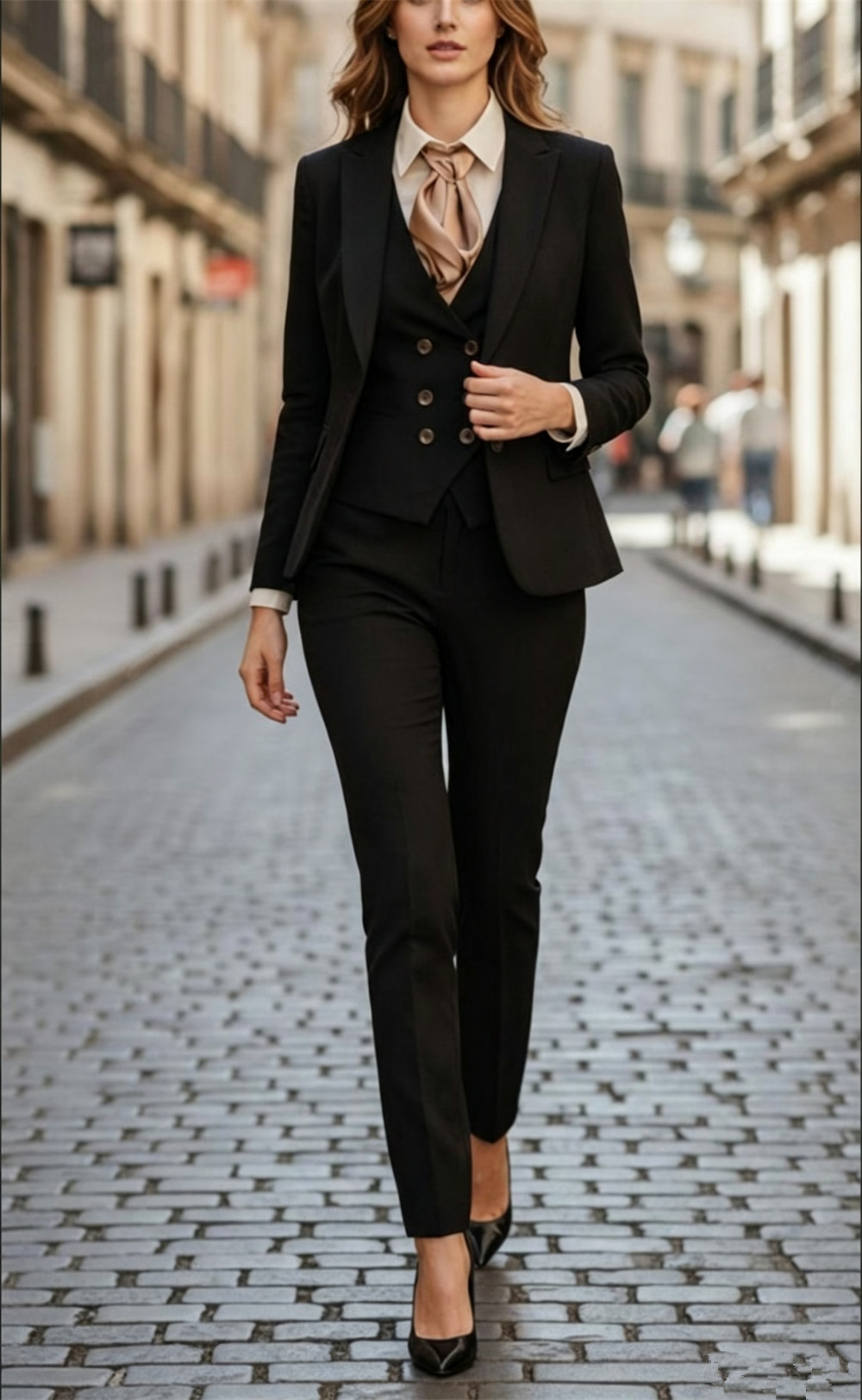 Women Formal Wear Tailor - طقم بدلة نسائية سوداء مكونة من