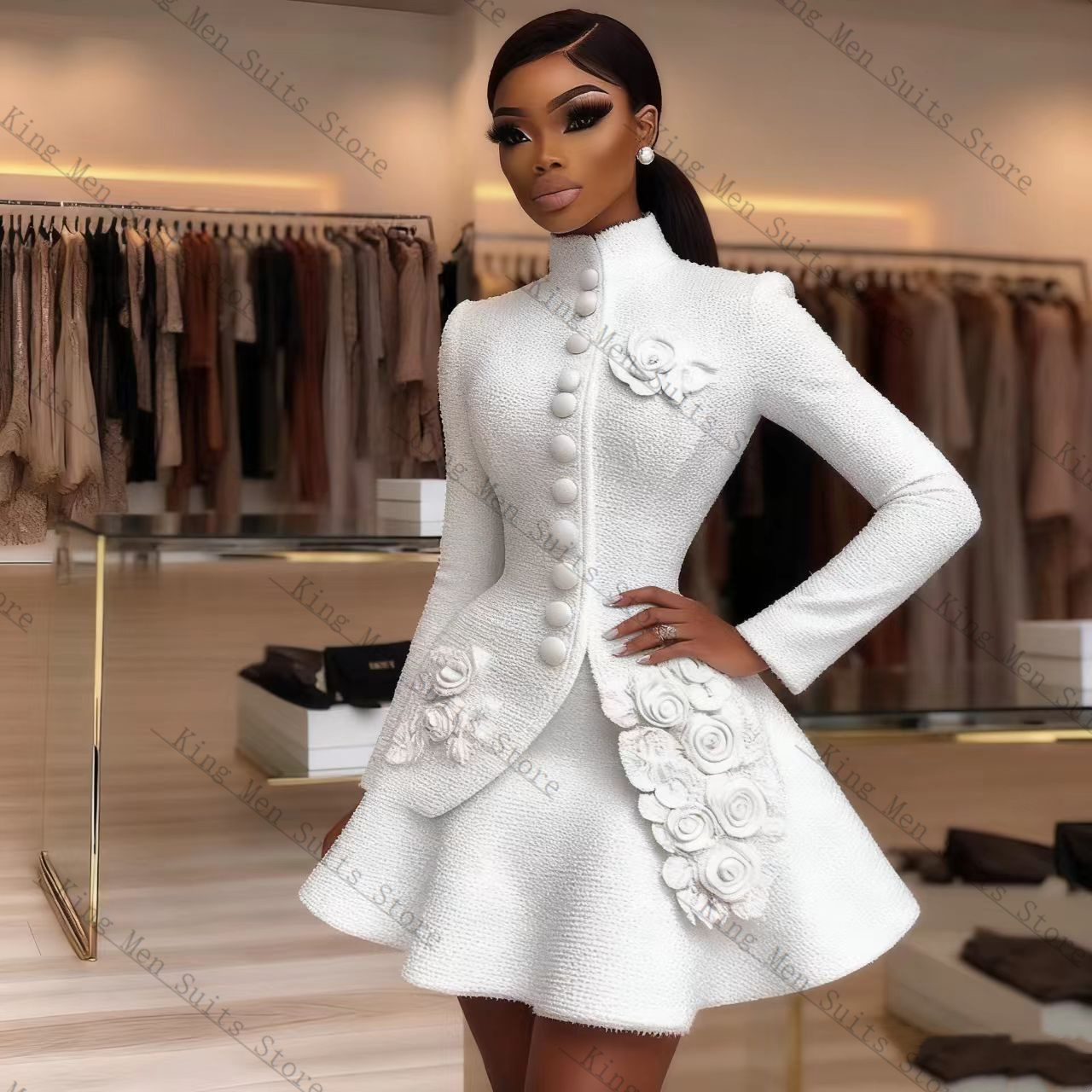 Women Luxury Formal Wear - الفاخرة الأبيض المرأة البدلة مجموعة 2