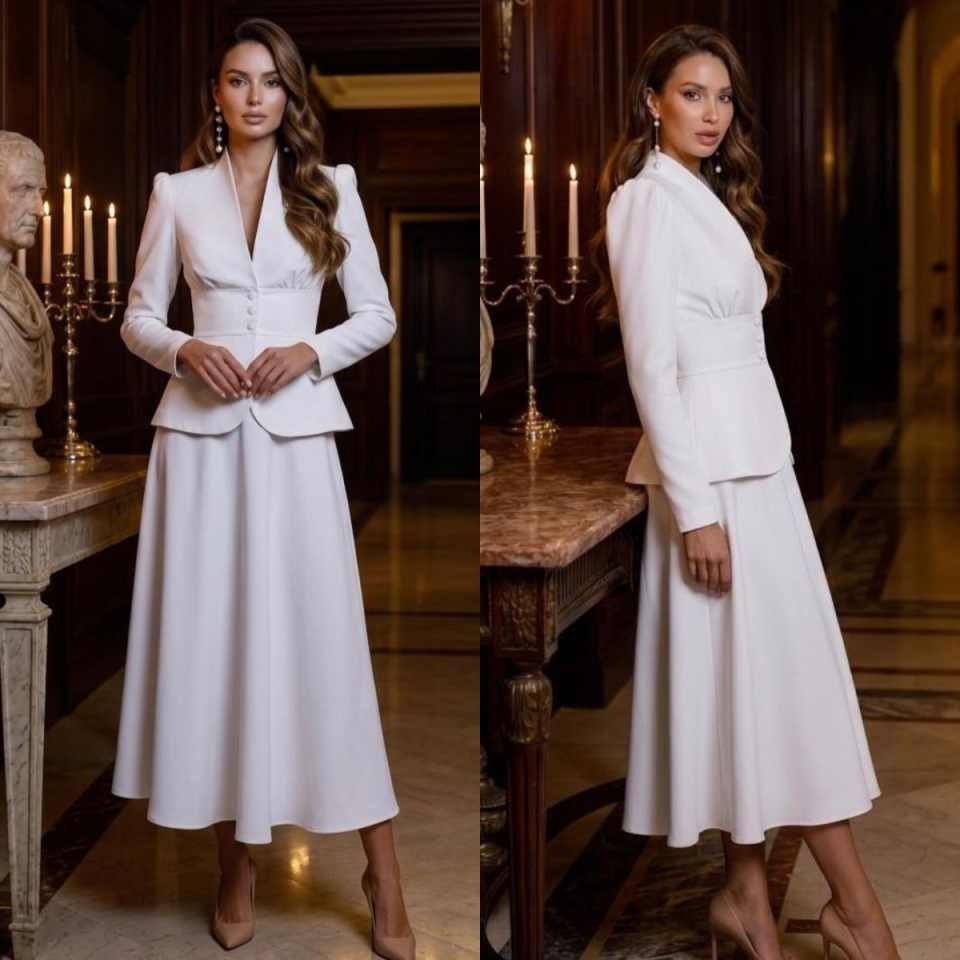 Women Formal Wear Blazer Set - طقم بدلة نسائية أنيق من قطعتين: