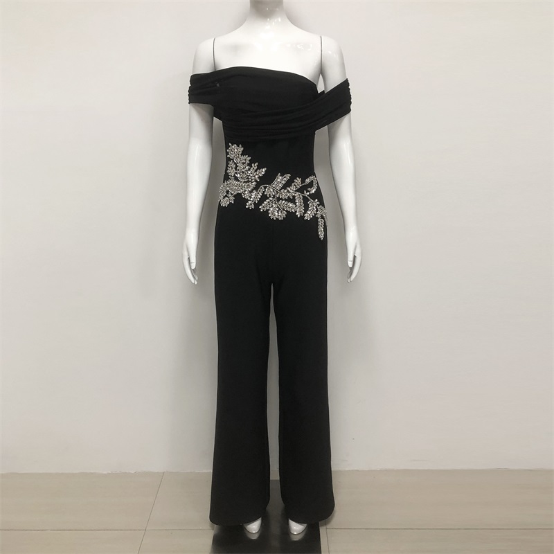 بلورات سوداء المرأة بذلة مثير  - مراجعة Women'S Formal Jumpsuit Evening Wear وسعره
