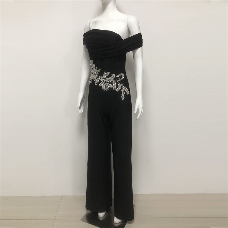 بلورات سوداء المرأة بذلة مثير  - مراجعة Women'S Formal Jumpsuit Evening Wear وسعره