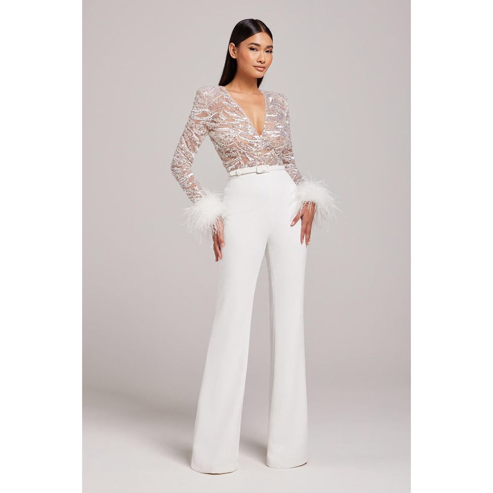 فستان سهرة أنيق مع ريش للنساء  - مراجعة Women'S Formal Jumpsuit Evening Wear وسعره