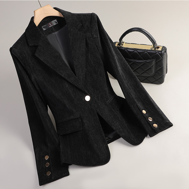 سترة نسائية مخملية باللون الذه - مراجعة Women Formal Wear Blazers وسعره