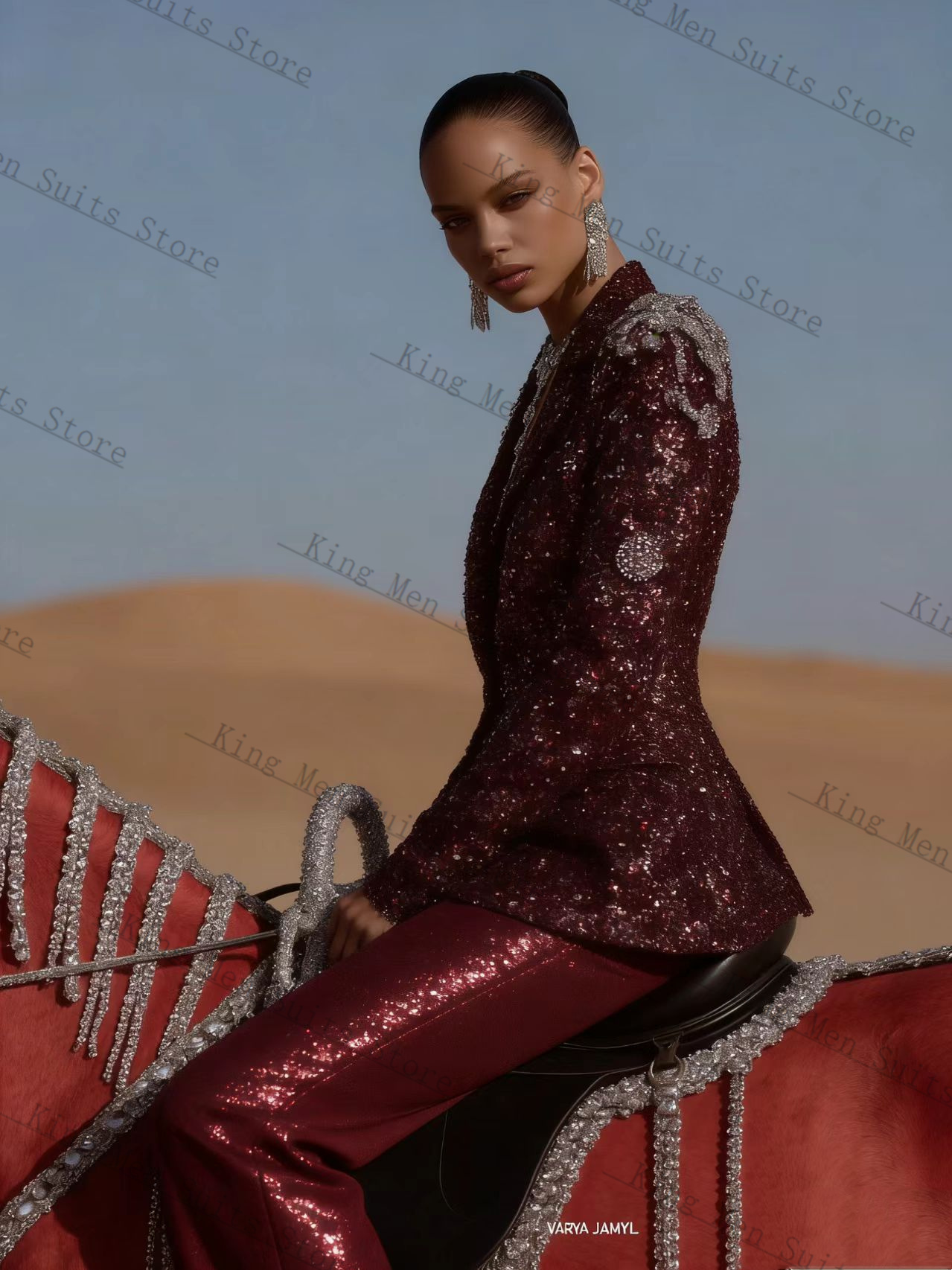 طقم بدلة نسائية لامعة باللون ا - مراجعة Women Luxury Formal Wear وسعره