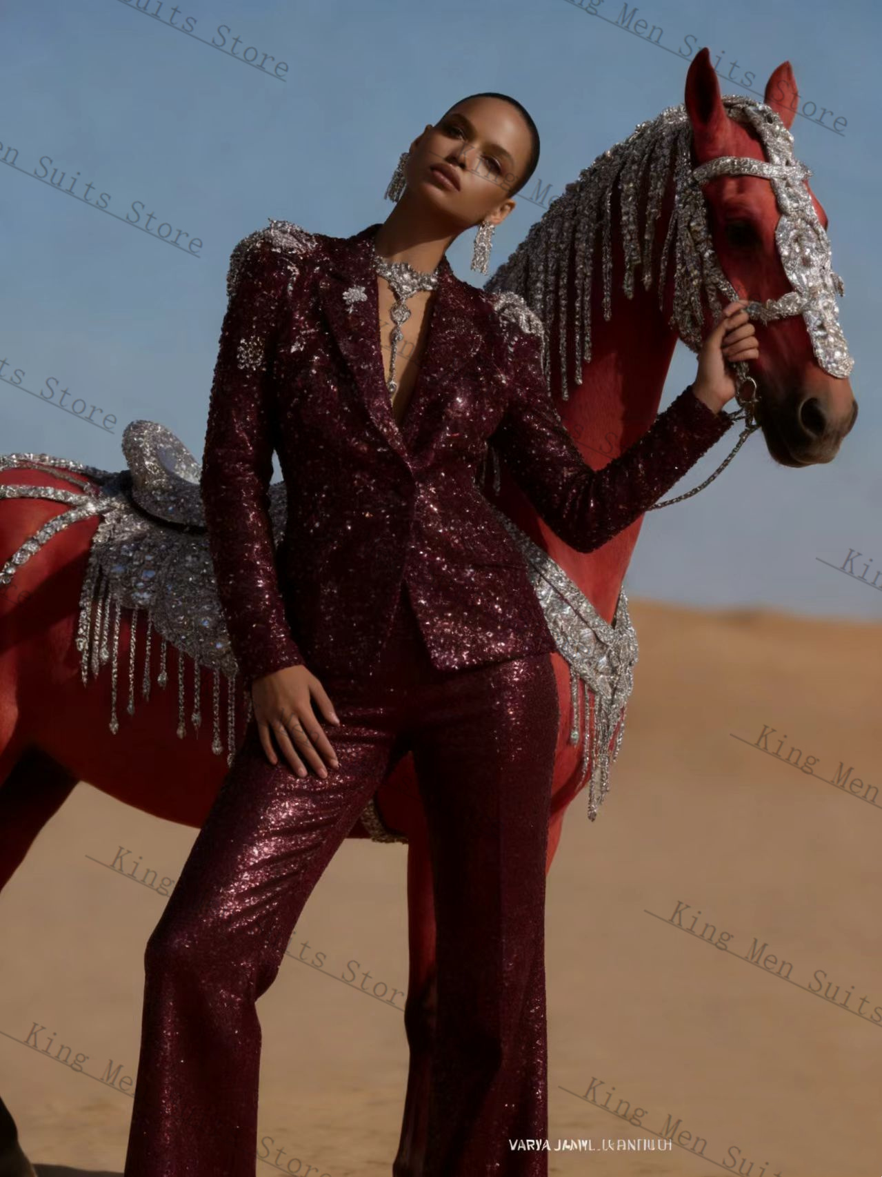 طقم بدلة نسائية لامعة باللون ا - مراجعة Women Luxury Formal Wear وسعره