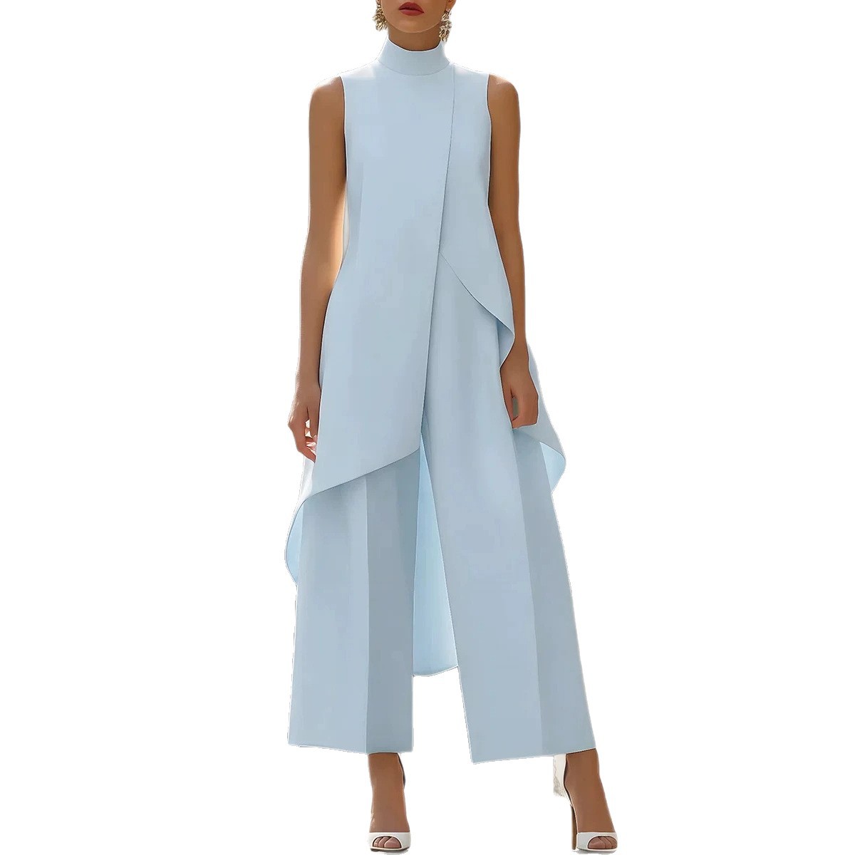 بدلة نسائية بدون أكمام ذات ياق - مراجعة Women'S Formal Jumpsuit Evening Wear وسعره