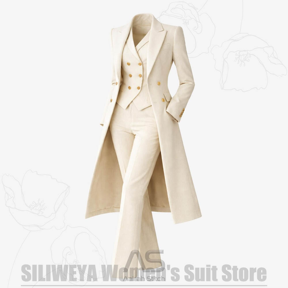 بدلة نسائية من 3 قطع معطف طويل - مراجعة Women Luxury Formal Wear وسعره