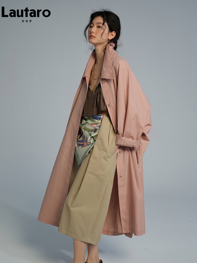 معطف ترنش نسائي طويل وردي رقيق - مراجعة Trench Coat Formal وسعره