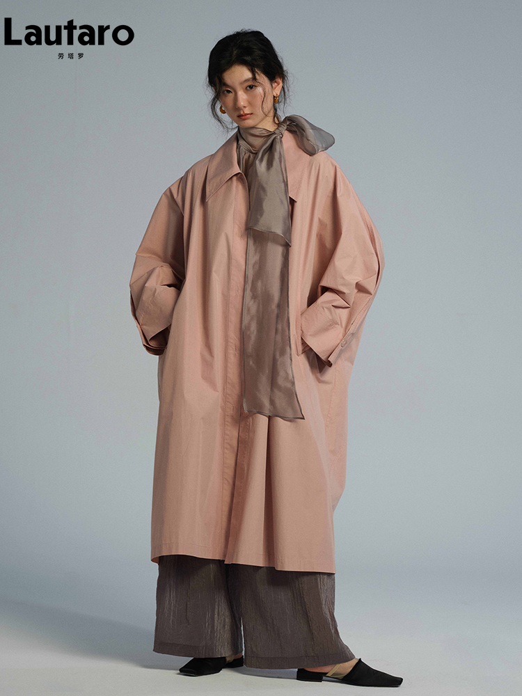 معطف ترنش نسائي طويل وردي رقيق - مراجعة Trench Coat Formal وسعره
