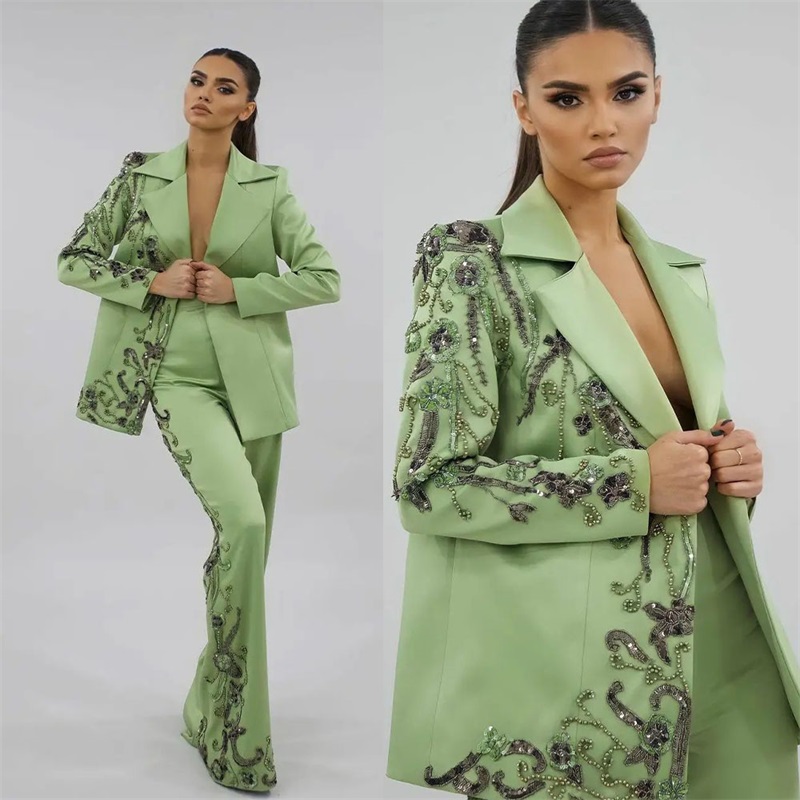 مصمم الأخضر الساتان النساء الد - مراجعة Women Luxury Formal Wear وسعره