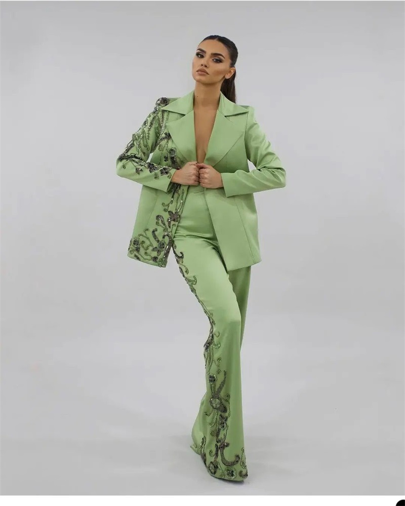 مصمم الأخضر الساتان النساء الد - مراجعة Women Luxury Formal Wear وسعره