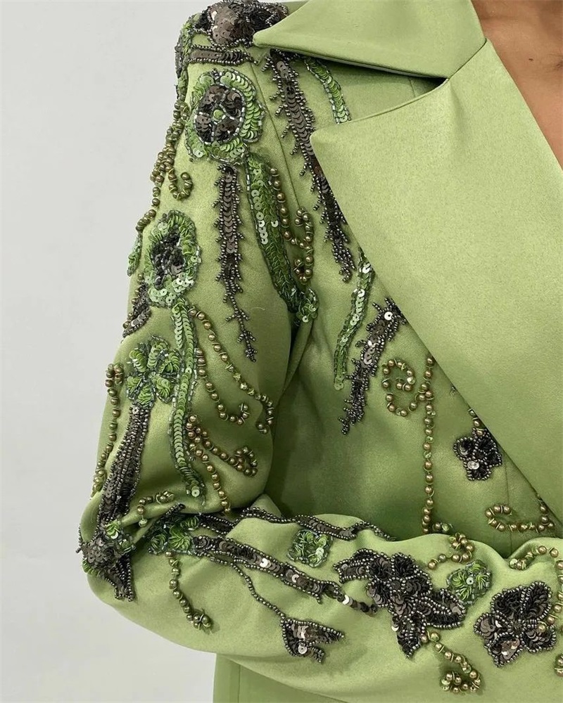 مصمم الأخضر الساتان النساء الد - مراجعة Women Luxury Formal Wear وسعره