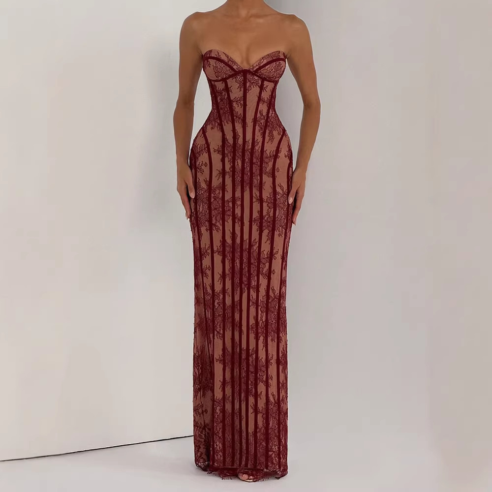 فستان ماكسي ضيق بدون حمالات لل - مراجعة Formal Wear Women Us وسعره