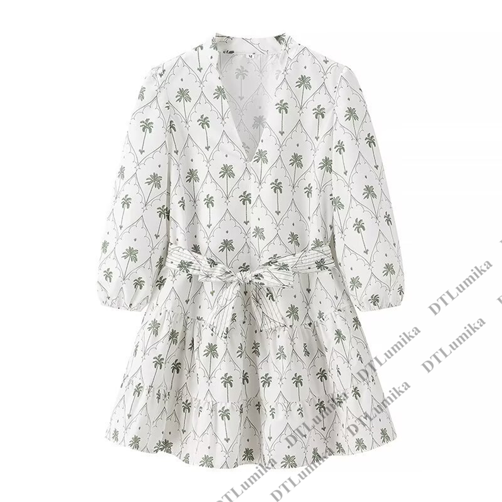 فستان DTLumika بطبعة شجرة النخ - مراجعة Women'S Formal Resort Wear وسعره